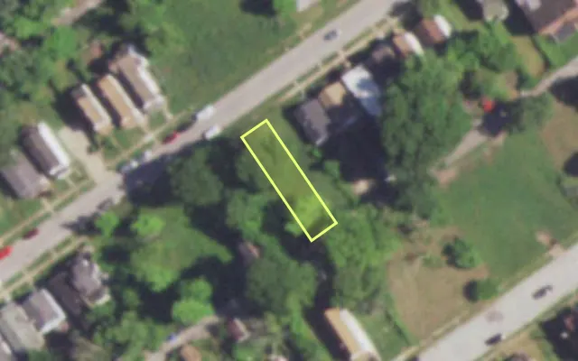 Aerial view of 4942 ALCOTT AV — vacant lot, St. Louis with approximate parcel outline