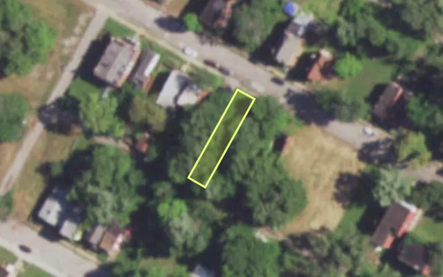 Aerial view of 4432 GARFIELD AV — vacant lot, St. Louis with approximate parcel outline