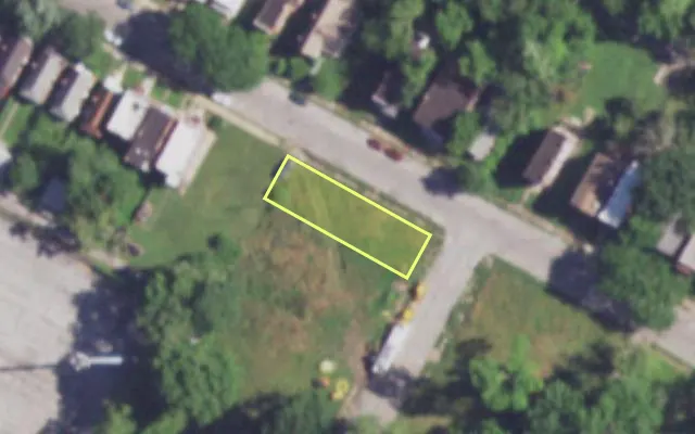 Aerial view of 4145 NEW ASHLAND PL — vacant lot, St. Louis with approximate parcel outline