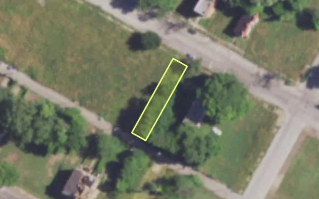 Aerial view of 4220 EVANS AV — vacant lot, St. Louis with approximate parcel outline