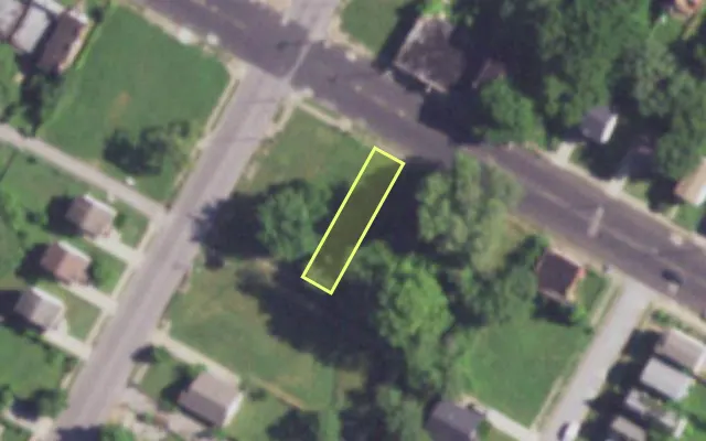 Aerial view of 4160 LEE AV — vacant lot, St. Louis with approximate parcel outline