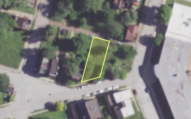 Aerial view of 1211 WRIGHT ST — vacant lot, St. Louis with approximate parcel outline