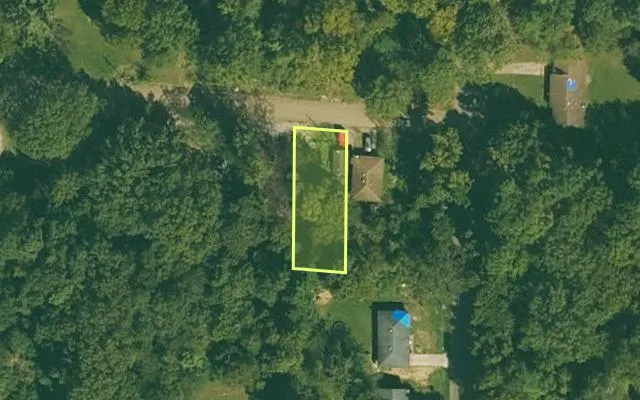 Aerial view of DREW County parcel 703-02161-000 — Arkansas post-auction with approximate parcel outline