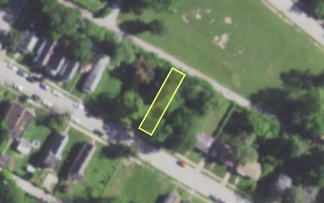 Aerial view of 5553 GREER AV — vacant lot, St. Louis with approximate parcel outline
