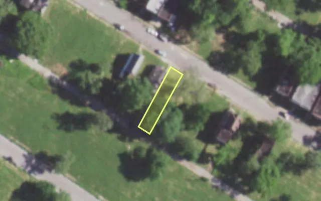 Aerial view of 5844 COTE BRILLIANTE AV — vacant lot, St. Louis with approximate parcel outline