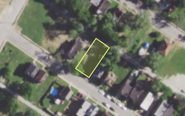 Aerial view of 5963 COTE BRILLIANTE AV — vacant lot, St. Louis with approximate parcel outline