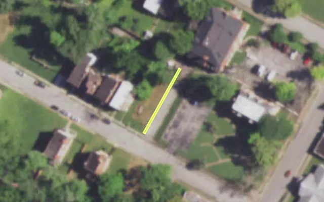 Aerial view of 4523 GARFIELD AV — vacant lot, St. Louis with approximate parcel outline