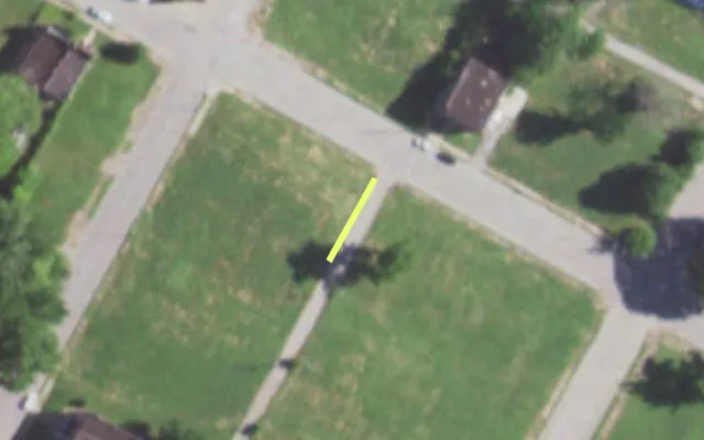 Aerial view of 5568 WABADA AV — vacant lot, St. Louis with approximate parcel outline