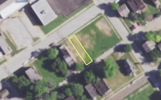 Aerial view of 2112 JOHN AV — vacant lot, St. Louis with approximate parcel outline