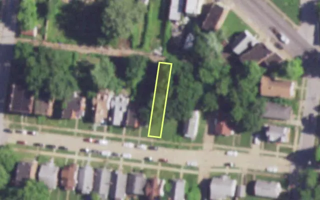 Aerial view of 1023 SELLS AV — vacant lot, St. Louis with approximate parcel outline