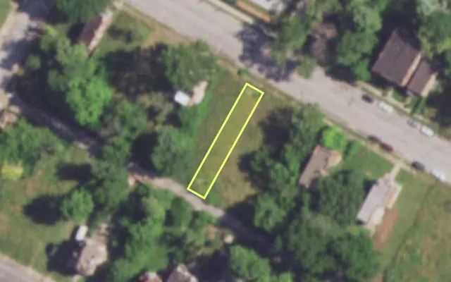 Aerial view of 4240 W EVANS AV — vacant lot, St. Louis with approximate parcel outline