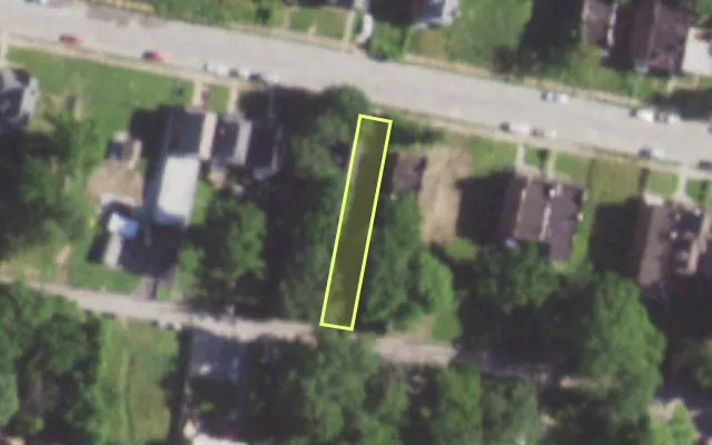 Aerial view of 5162 MINERVA AV — vacant lot, St. Louis with approximate parcel outline