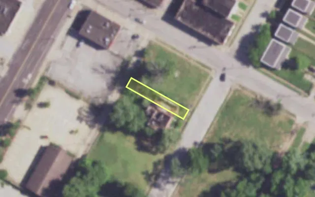Aerial view of 2529 BACON ST — vacant lot, St. Louis with approximate parcel outline