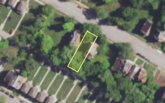 Aerial view of 4200 W COOK AV — vacant lot, St. Louis with approximate parcel outline