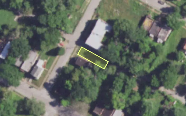 Aerial view of 3514 HARRIS AV — vacant lot, St. Louis with approximate parcel outline