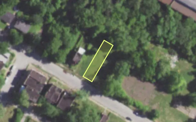 Aerial view of 5971 KENNERLY AV — vacant lot, St. Louis with approximate parcel outline