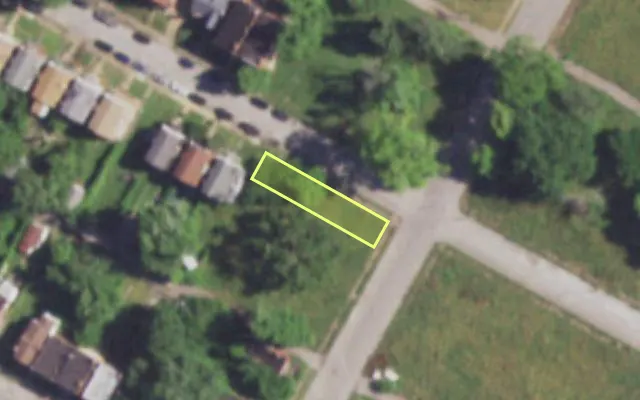 Aerial view of 1727 BILLUPS AV — vacant lot, St. Louis with approximate parcel outline