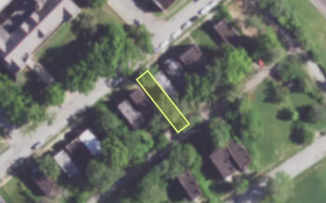 Aerial view of 1402 LINTON AV — vacant lot, St. Louis with approximate parcel outline