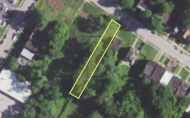 Aerial view of 5966 PLYMOUTH AV — vacant lot, St. Louis with approximate parcel outline