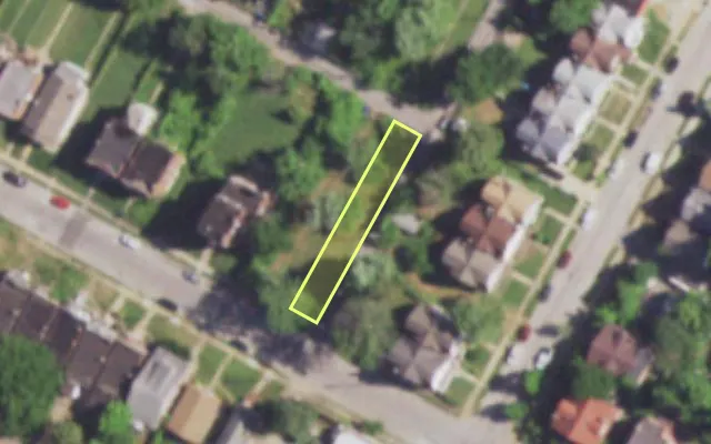 Aerial view of 4515 ASHLAND AV — vacant lot, St. Louis with approximate parcel outline
