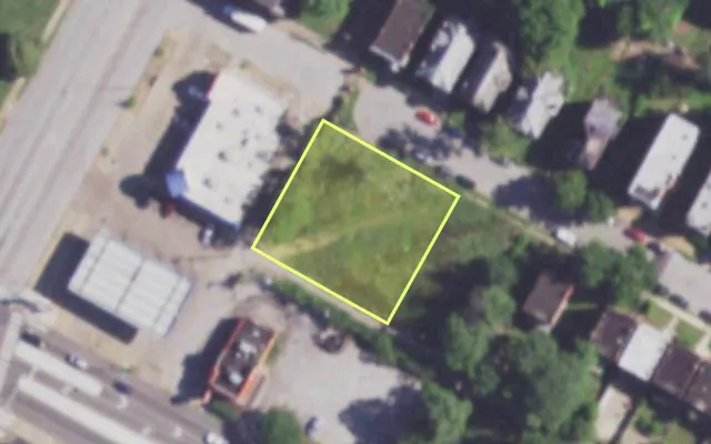 Aerial view of 3508 HARPER ST — vacant lot, St. Louis with approximate parcel outline