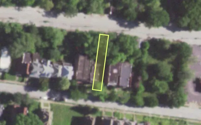 Aerial view of 5037 KENSINGTON AV — vacant lot, St. Louis with approximate parcel outline