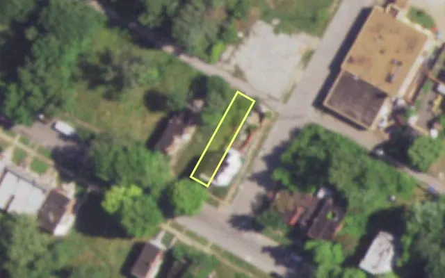 Aerial view of 4561 EVANS AV — vacant lot, St. Louis with approximate parcel outline