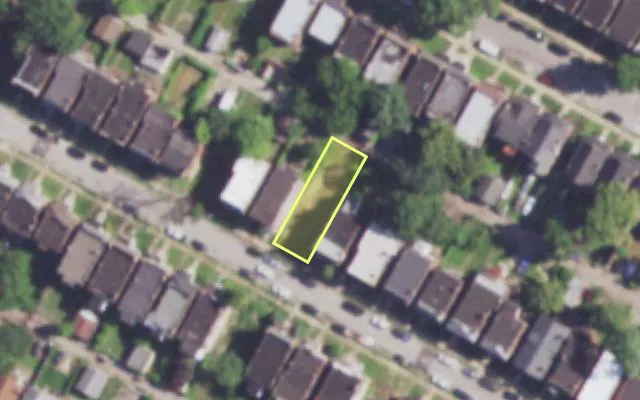 Aerial view of 4149 FARLIN AV — vacant lot, St. Louis with approximate parcel outline