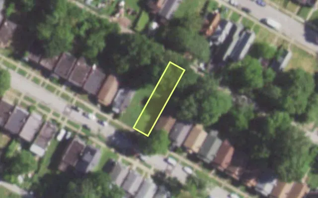 Aerial view of 5711 TERRY AV — vacant lot, St. Louis with approximate parcel outline