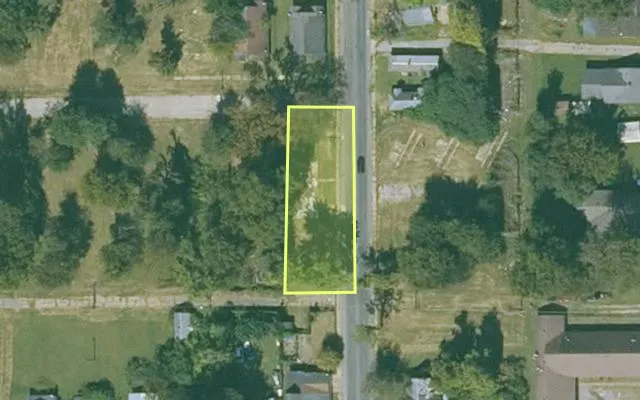 Aerial view of MISSISSIPPI County parcel 305-01083-000 — Arkansas post-auction with approximate parcel outline