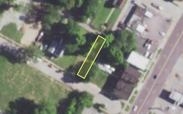 Aerial view of 5317 THEODOSIA AV — vacant lot, St. Louis with approximate parcel outline