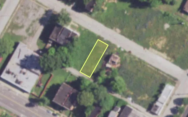 Aerial view of 3726 EVANS AV — vacant lot, St. Louis with approximate parcel outline