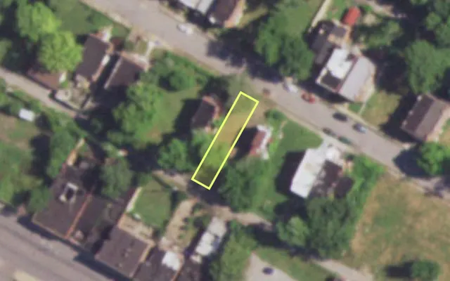 Aerial view of 4580 ALDINE AV — vacant lot, St. Louis with approximate parcel outline