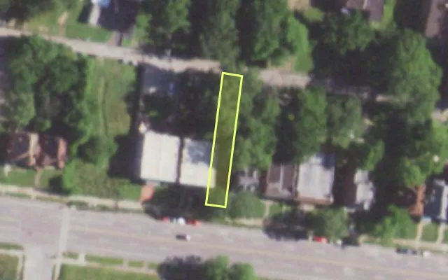 Aerial view of 5159 PAGE BLVD — vacant lot, St. Louis with approximate parcel outline