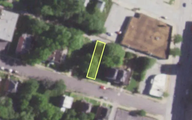 Aerial view of 5021 RIDGE AV — vacant lot, St. Louis with approximate parcel outline