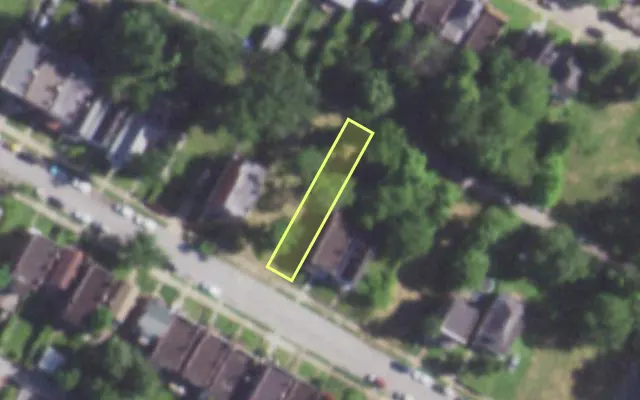 Aerial view of 5231 THEODOSIA AV — vacant lot, St. Louis with approximate parcel outline