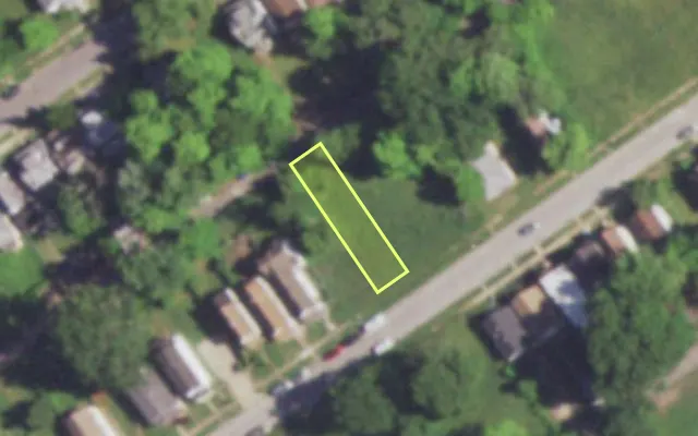 Aerial view of 4945 ALCOTT AV — vacant lot, St. Louis with approximate parcel outline