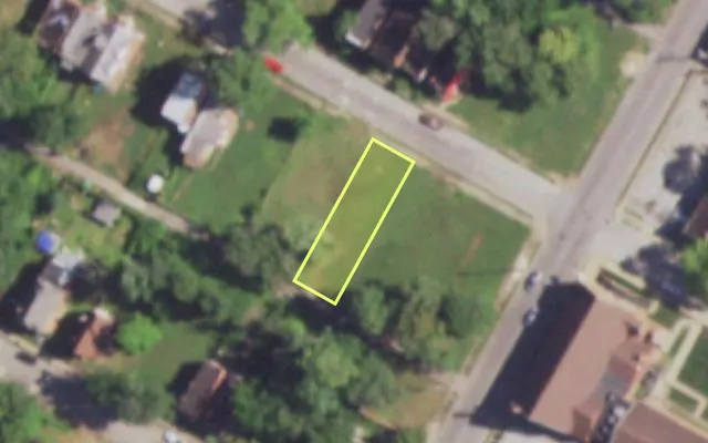 Aerial view of 4412 NORTH MARKET ST — vacant lot, St. Louis with approximate parcel outline
