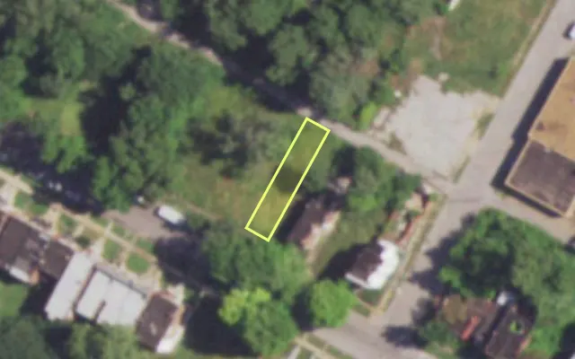 Aerial view of 4571 EVANS AV — vacant lot, St. Louis with approximate parcel outline