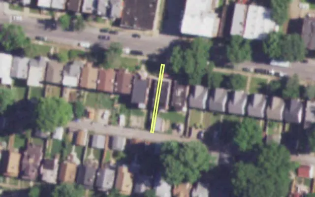 Aerial view of 3230 ARSENAL ST — vacant lot, St. Louis with approximate parcel outline