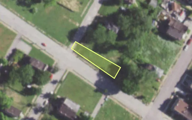 Aerial view of 1456 STEWART PL — vacant lot, St. Louis with approximate parcel outline