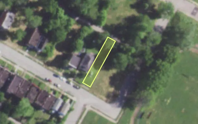 Aerial view of 5209 THEODOSIA AV — vacant lot, St. Louis with approximate parcel outline