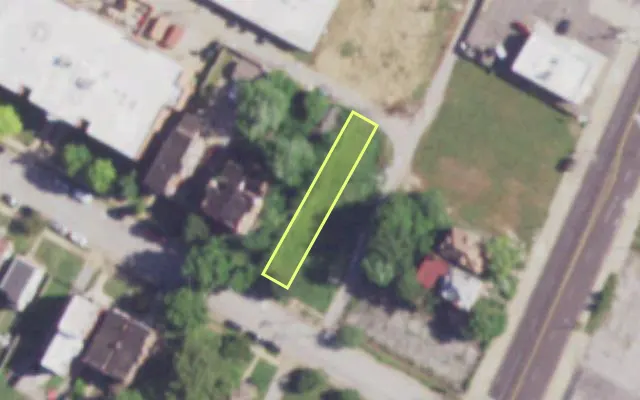 Aerial view of 3621 COOK AV — vacant lot, St. Louis with approximate parcel outline