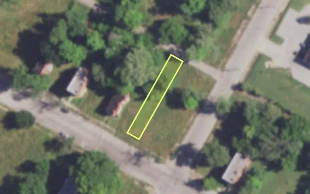 Aerial view of 4209 EVANS AV — vacant lot, St. Louis with approximate parcel outline