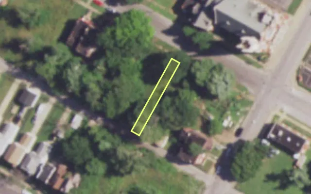 Aerial view of 4514 EVANS AV — vacant lot, St. Louis with approximate parcel outline
