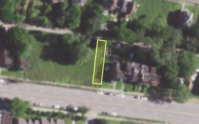 Aerial view of 5049 PAGE BLVD — vacant lot, St. Louis with approximate parcel outline