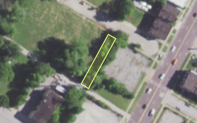 Aerial view of 5312 THEODOSIA AV — vacant lot, St. Louis with approximate parcel outline