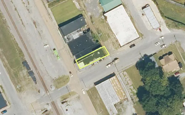 Aerial view of POINSETT County parcel 555-00022-0000 — Arkansas post-auction with approximate parcel outline
