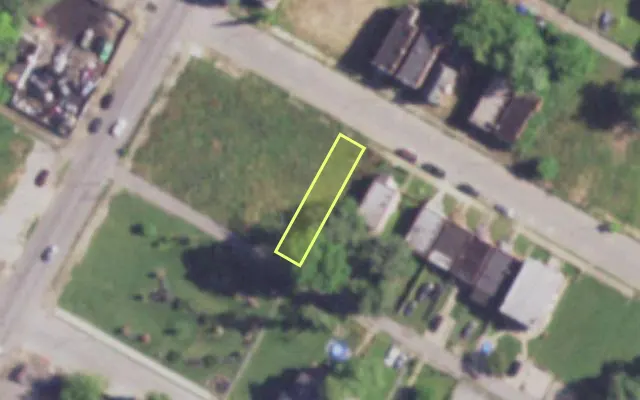 Aerial view of 3852 COTTAGE AV — vacant lot, St. Louis with approximate parcel outline