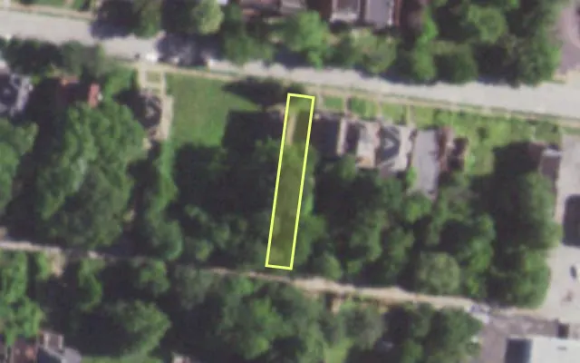 Aerial view of 5036 KENSINGTON AV — vacant lot, St. Louis with approximate parcel outline